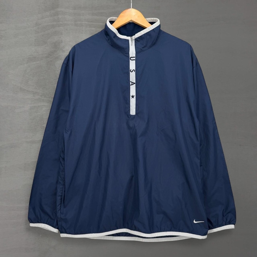 Vintage Nike Windbreaker Navy Blue USA Olympic Quarter Zip Pullover Large